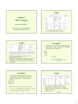 Chapter 1 Basic Concepts Units Units Example 1 Example 2 Atoms