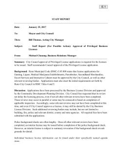 Privileged License Staff Report 7627 - Approval of