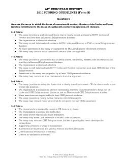 AP&reg; EUROPEAN HISTORY 2010 SCORING