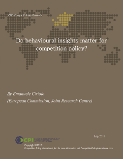 Do behavioural insights matter for competition policy?