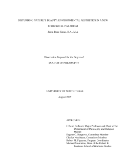 Disturbing Nature`s Beauty: Environmental Aesthetics in a New