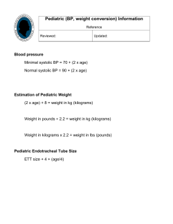Pediatric (BP, weight conversion) Information