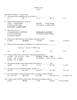 CHEM 1211K Test II MULTIPLE CHOICE. (3 points each) 1) The
