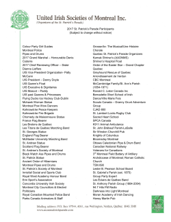 2017 St. Patrick`s Parade Participants (Subject to change without