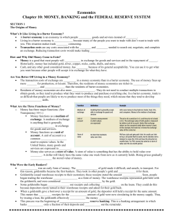 Economics Chapter 10: MONEY, BANKING and the FEDERAL