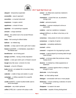 2017 Spell Ball Word List