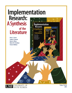Implementation Research: A Synthesis of the Literature