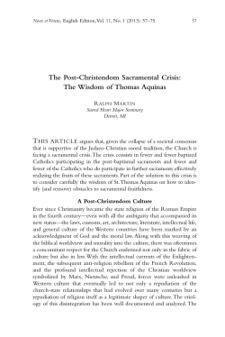 The Post-Christendom Sacramental Crisis: The Wisdom of Thomas