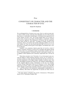 Five CONSISTENCY OF CHARACTER AND THE