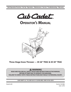Cub Cadet Three Stage Snow Blower 3X 26 TRAC