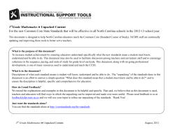 3rdGrade Mathematics ● Unpacked Content For the new Common