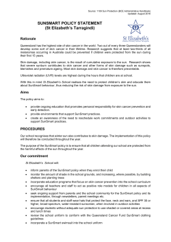 Sun Protection - Sunsmart Policy Statement for Primary Schools
