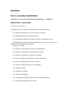 ARKANSAS TITLE 3. ALCOHOLIC BEVERAGES