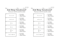 How Many Solutions? How Many Solutions?