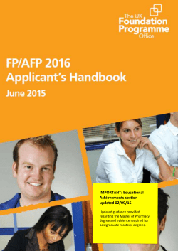 Applying to FP and AFP 2016
