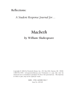 Macbeth - Response Journal Sample PDF