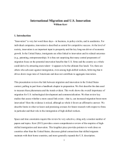 Paper on International Migration and U.S. Innovation