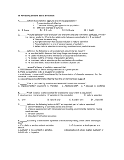 IB Review Questions about Evolution: