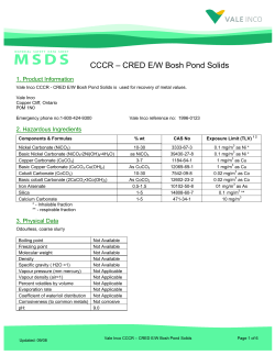 CCCR &ndash; CRED E/W Bosh Pond Solids