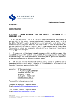 Electricity Tariff Revision For The Period 1 October To 31