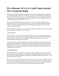 Five Reasons To Use A Credit Union Instead Of A Corporate Bank