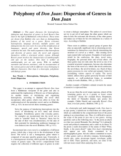 Polyphony of Don Juan: Dispersion of Genres in Don Juan