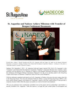 St. Augustine and Nadecor Achieve Milestone with Transfer of