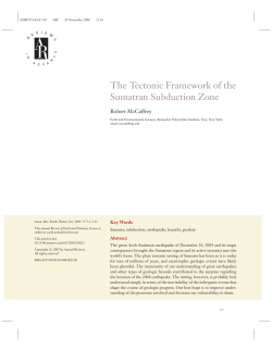 The Tectonic Framework of the Sumatran Subduction Zone