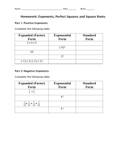 Expanded (Factor) Form Exponential Form Standard Form