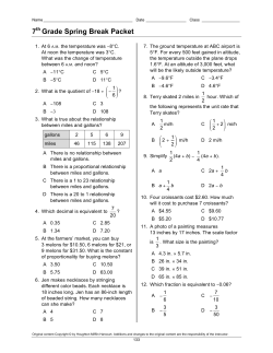 7th Grade Spring Break Packet