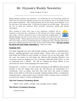 Mr. Hrymak`s Weekly Newsletter