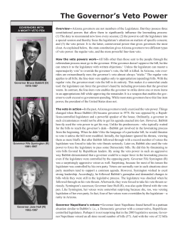 The Governor`s Veto Power
