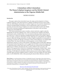 The Hausa-Caliphate - African Studies Quarterly