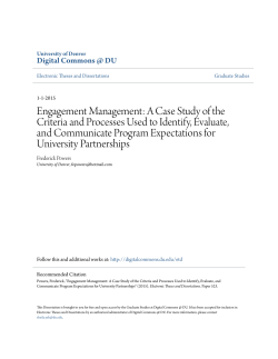 Engagement Management - Digital Commons @ DU