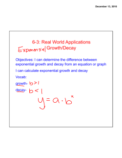 6-3: Real World Applications Growth/Decay