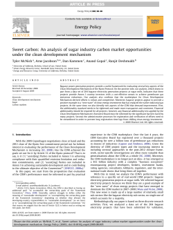 Sweet carbon An analysis of sugar industry carbon market
