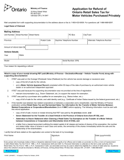 Application for Refund of Ontario Retail Sales Tax for Motor Vehicles