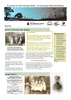 Surrey in the Great War Spring Newsletter