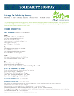 SOLIDARITY SUNDAY Liturgy for Solidarity Sunday