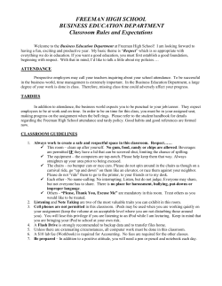 Classroom Expectations - Freeman School District