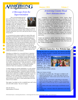 A Message from the Superintendent Armstrong