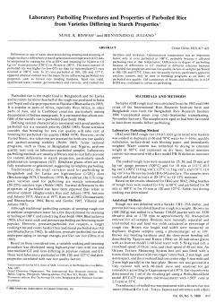 Laboratory Parboiling Procedures and Properties of Parboiled Rice