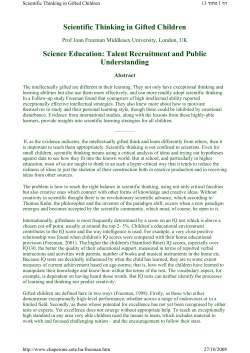 Scientific Thinking in Gifted Children Science Education: Talent
