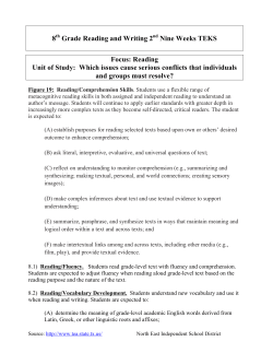 8th Grade Reading and Writing 2nd Nine Weeks