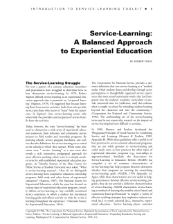 Service-Learning: A Balanced Approach to Experiential Education