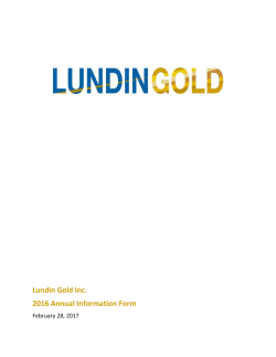 Lundin Gold Inc. 2016 Annual Information Form