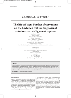 The lift-off sign: Further observations on the Lachman test for