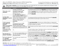 Silver $1,750/$30 - Select Network: UPMC Health Plan