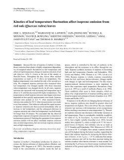 Kinetics of leaf temperature fluctuation affect isoprene emiss