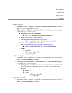 Mrs. Newgard Lesson Plans World History Grade 10 &bull; Monday